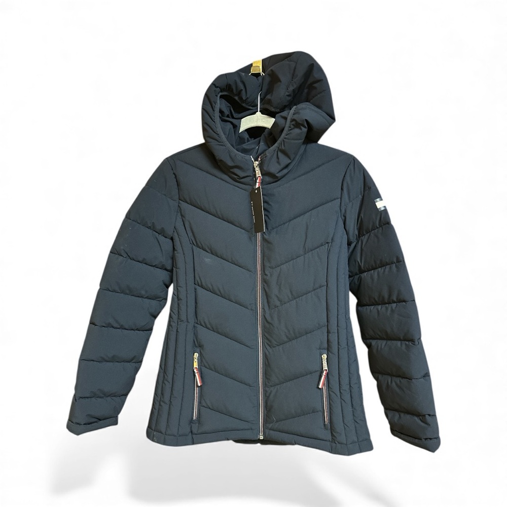 Women's Navy w Red/White Trim Quilted Puffer Jacket Coat NWT Small TW1MP753